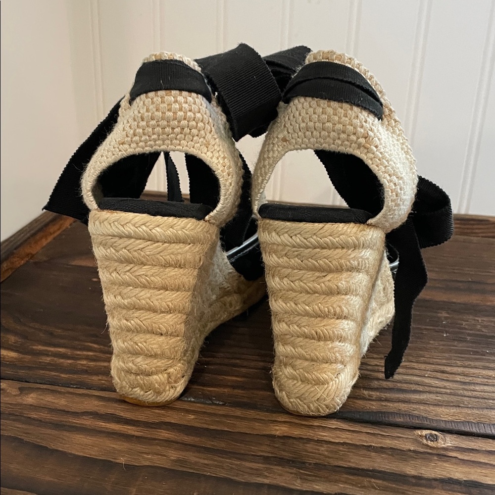 Coach Mindy Canvas Signature Black Espadrille Wedge Sandals - Picture 3 of 7